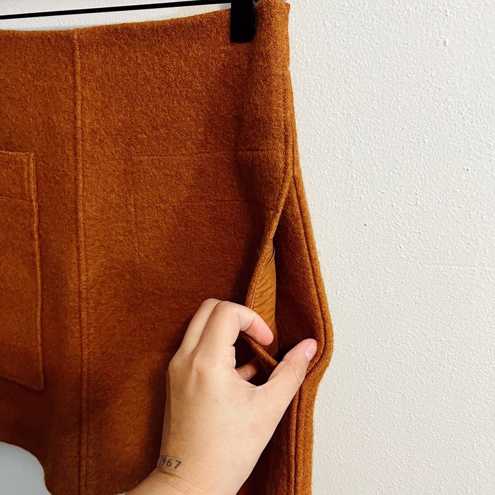 COS Rust Orange Wool Mini Skirt with Patch Pocket - Picture 7 of 8